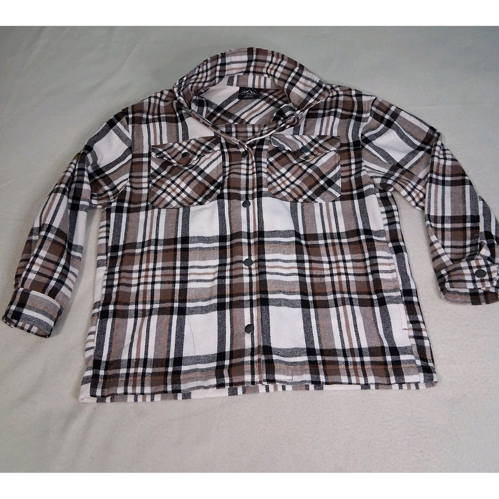 HFX, Women's‎ Plaid Shirt Jacket Shacket  Oversized  Drop Shoulder Pockets, XS